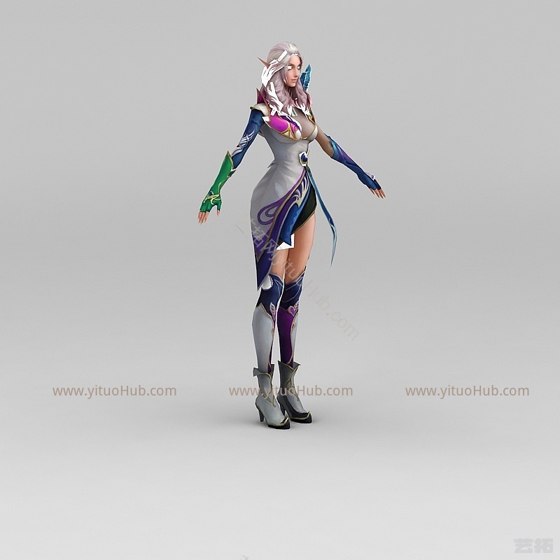 现代精灵女动漫游戏角色模型
