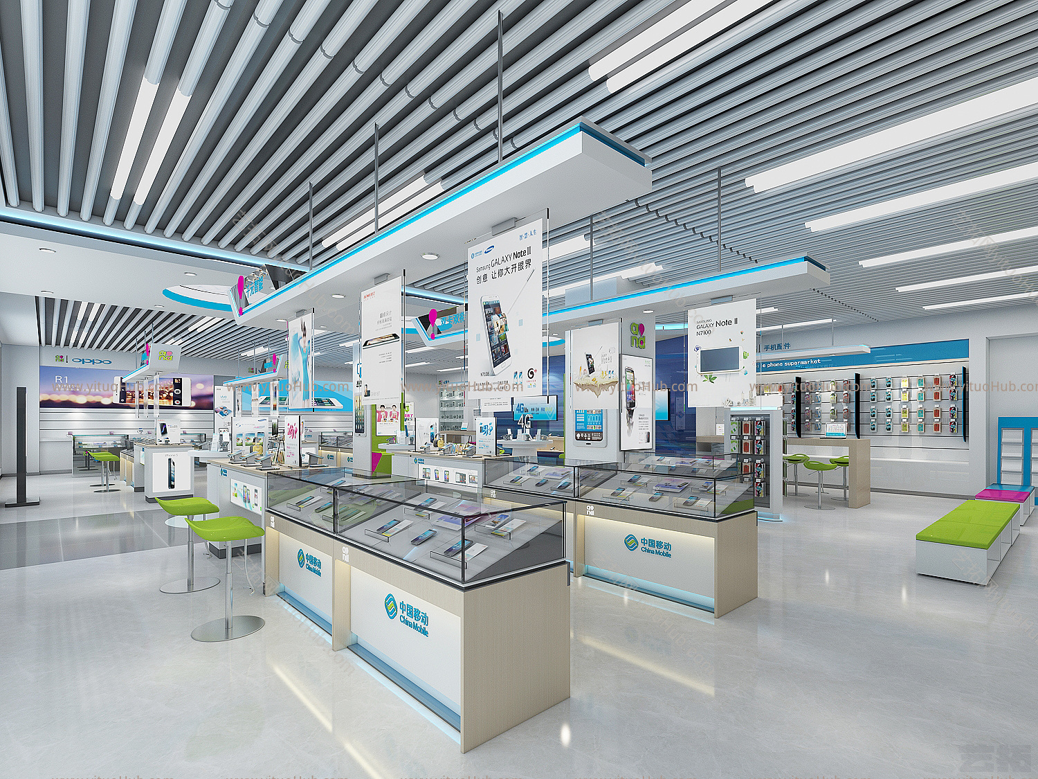 商场商铺，店铺门面店面，电脑手机数码店柜台，展柜架，展台，柜台，手机店
