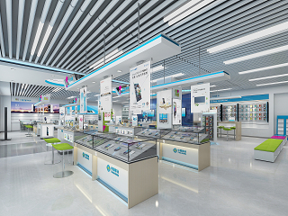 商场商铺，店铺门面店面，电脑手机数码店柜台，展柜架，展台，柜台，手机店