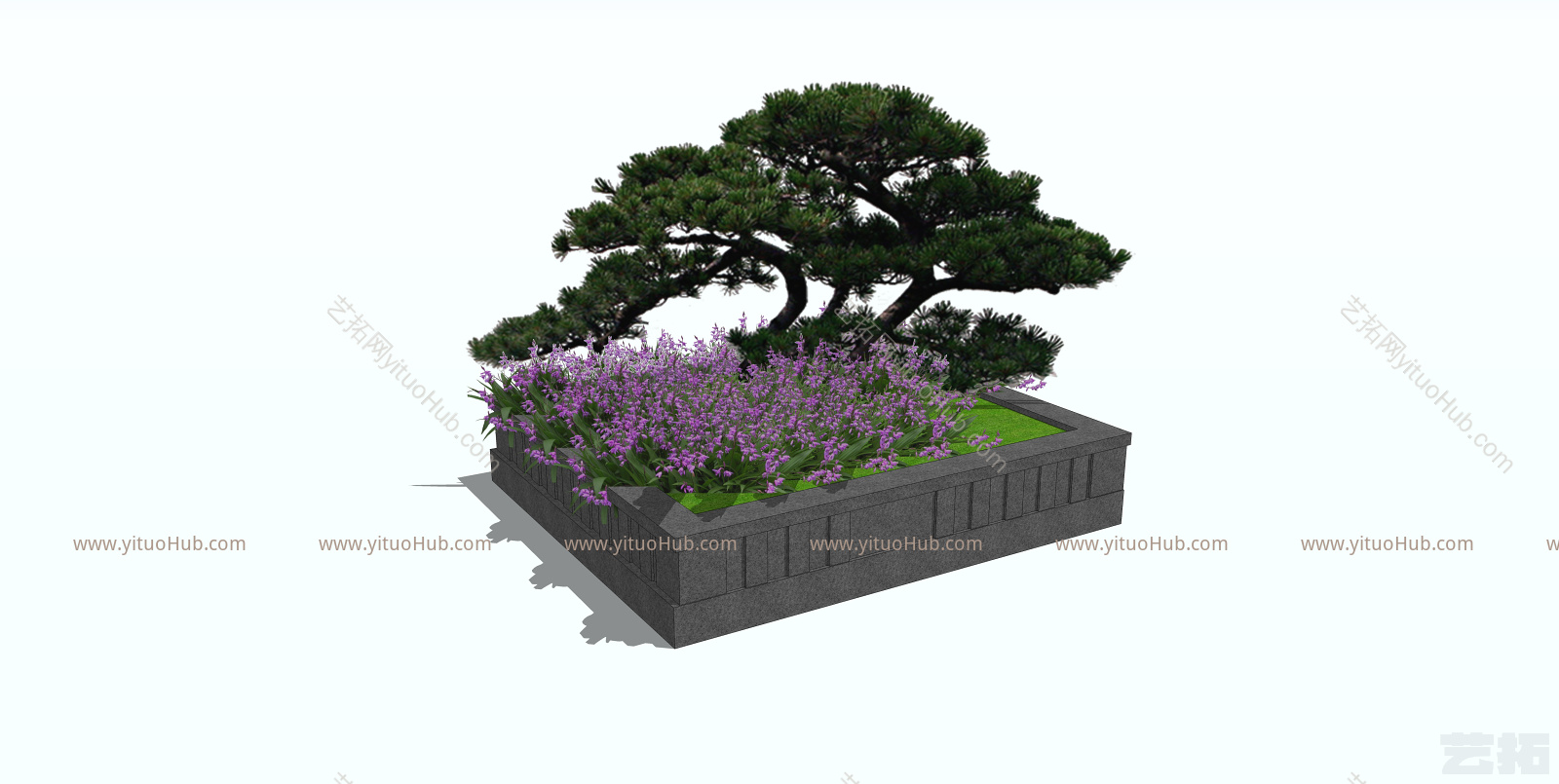 现代公园住宅小区别墅庭院入口植物树池景观小品