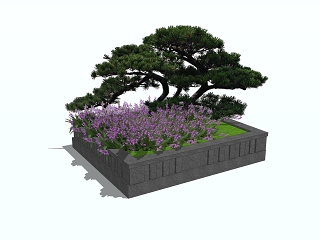 现代公园住宅小区别墅庭院入口植物树池景观小品