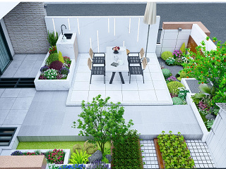 现代屋顶花园SU模型