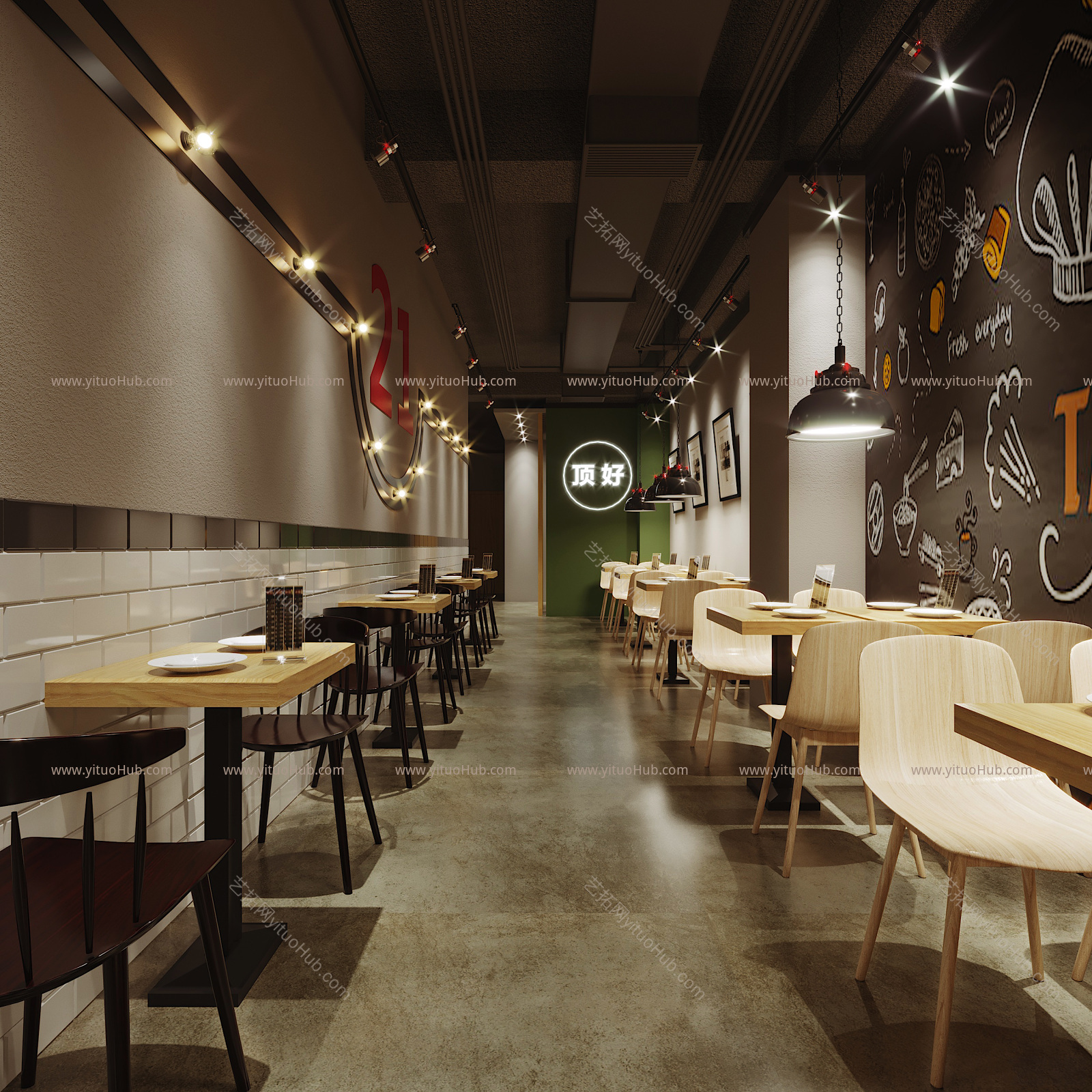 工业风快餐店