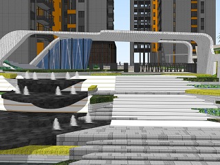 现代新亚洲小区展示区景观