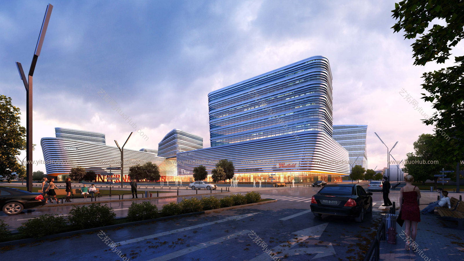 竞赛风建筑晴天效果图