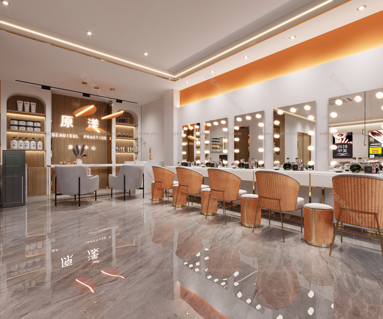 现代美甲店，美发店，门头，