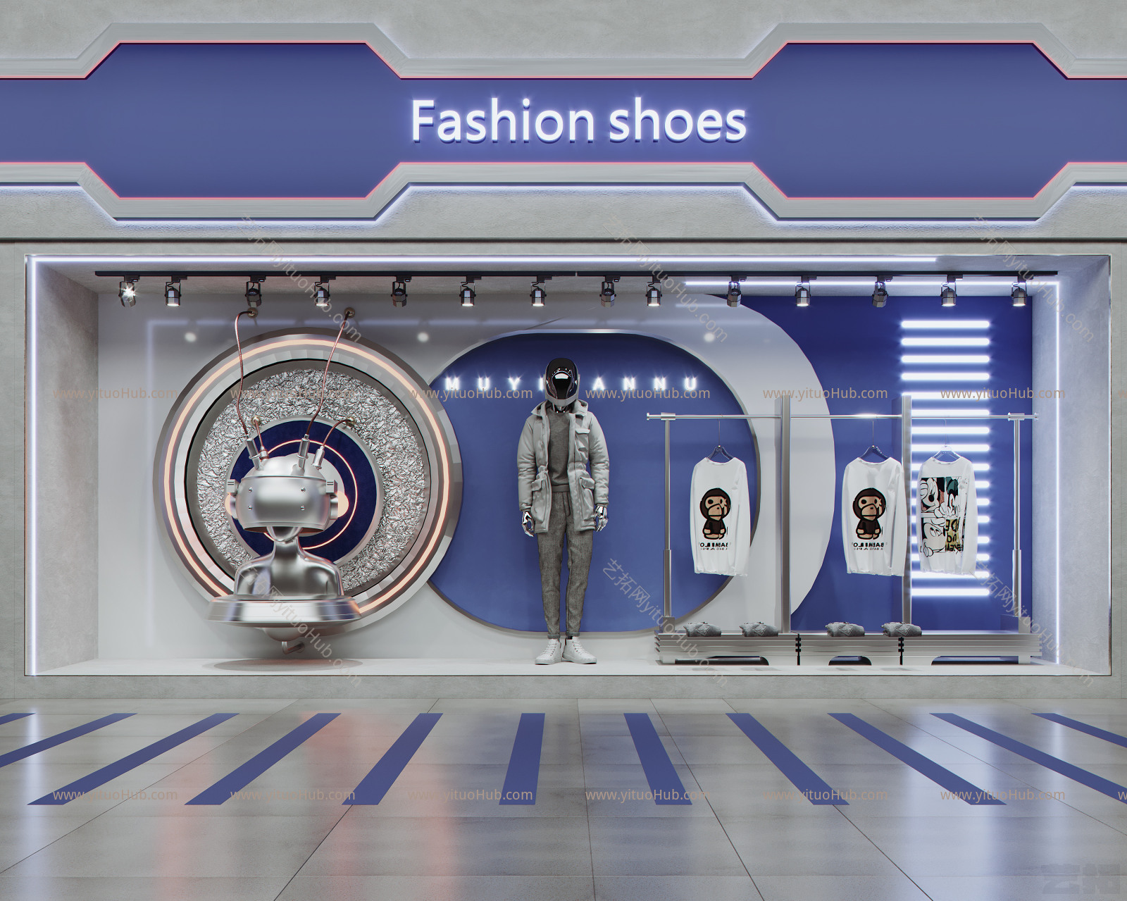 现代潮牌服装店橱窗