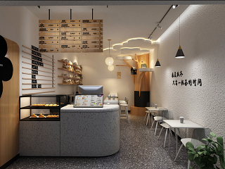 现代奶茶店 甜品店 桌椅组合