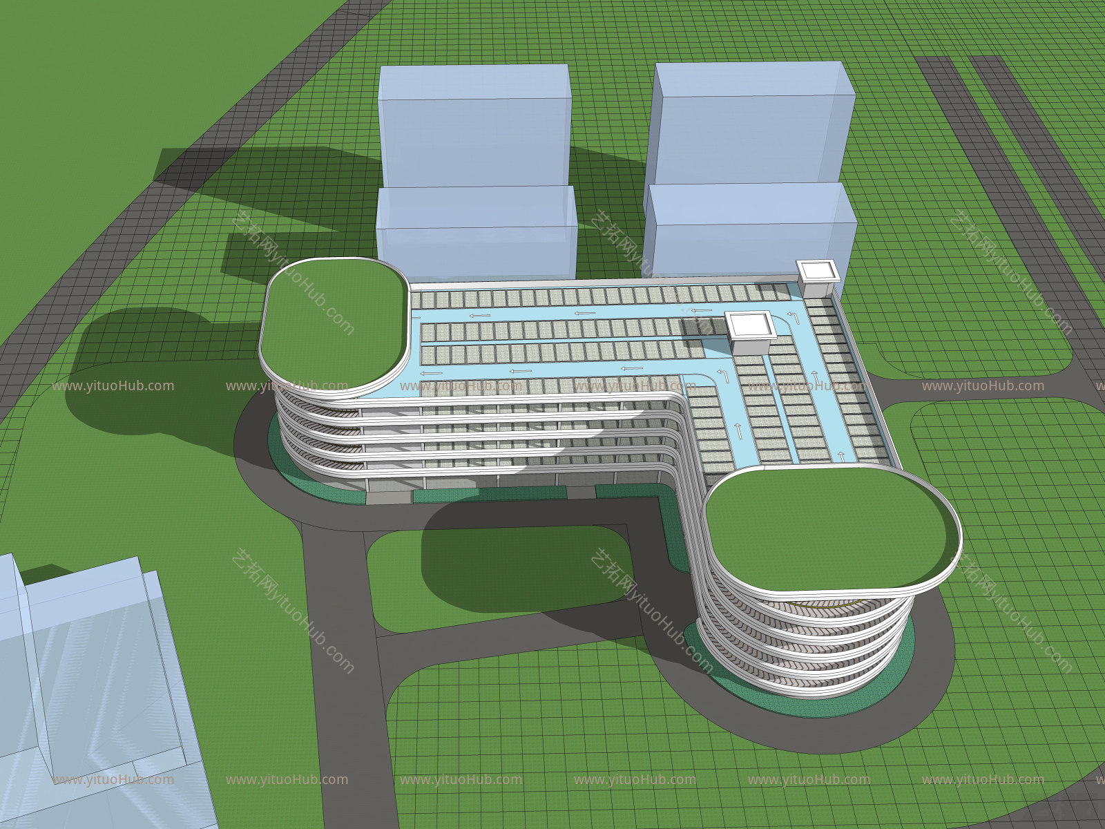 立体停车楼停车场建筑模型
