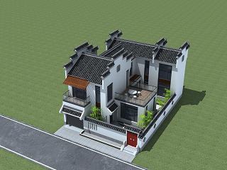 新中式别墅模型