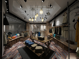 工业LOFT童装店 吊灯 衣服