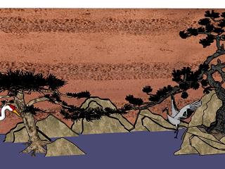 中式风格庭院景观 松树鹤