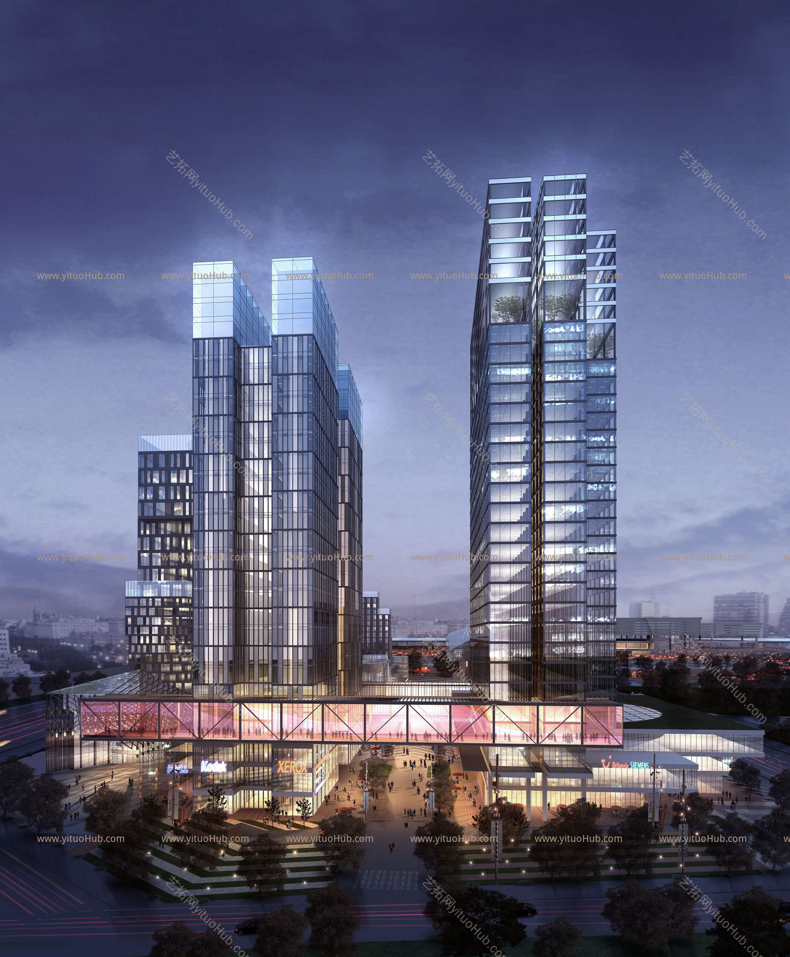 建筑夜景效果图8