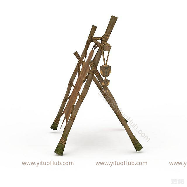 现代剑灵场景兽皮架模型