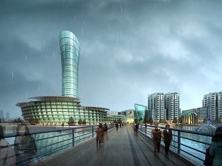 展示中心雨景效果图