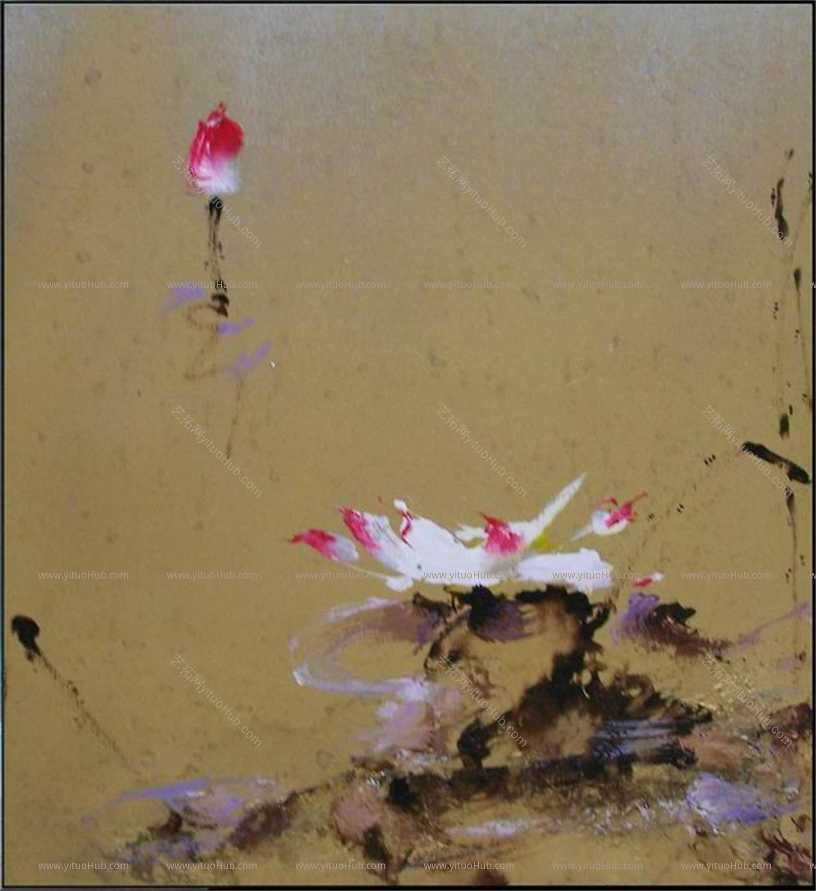 中式水墨画荷花装饰画