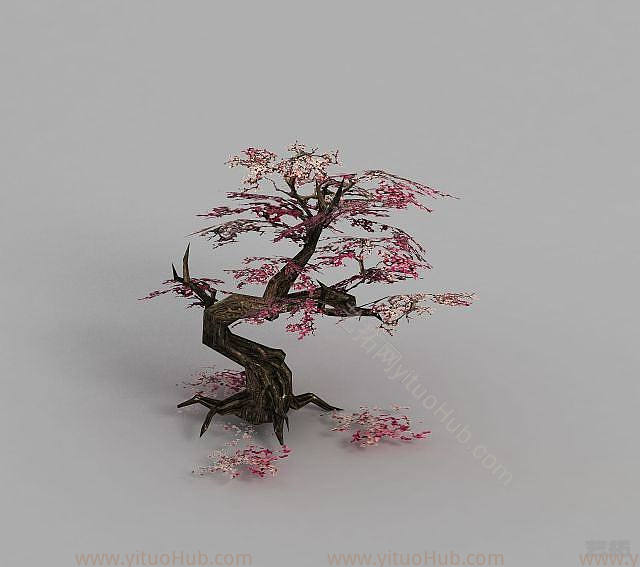 现代魔兽世界游戏场景树木装饰模型