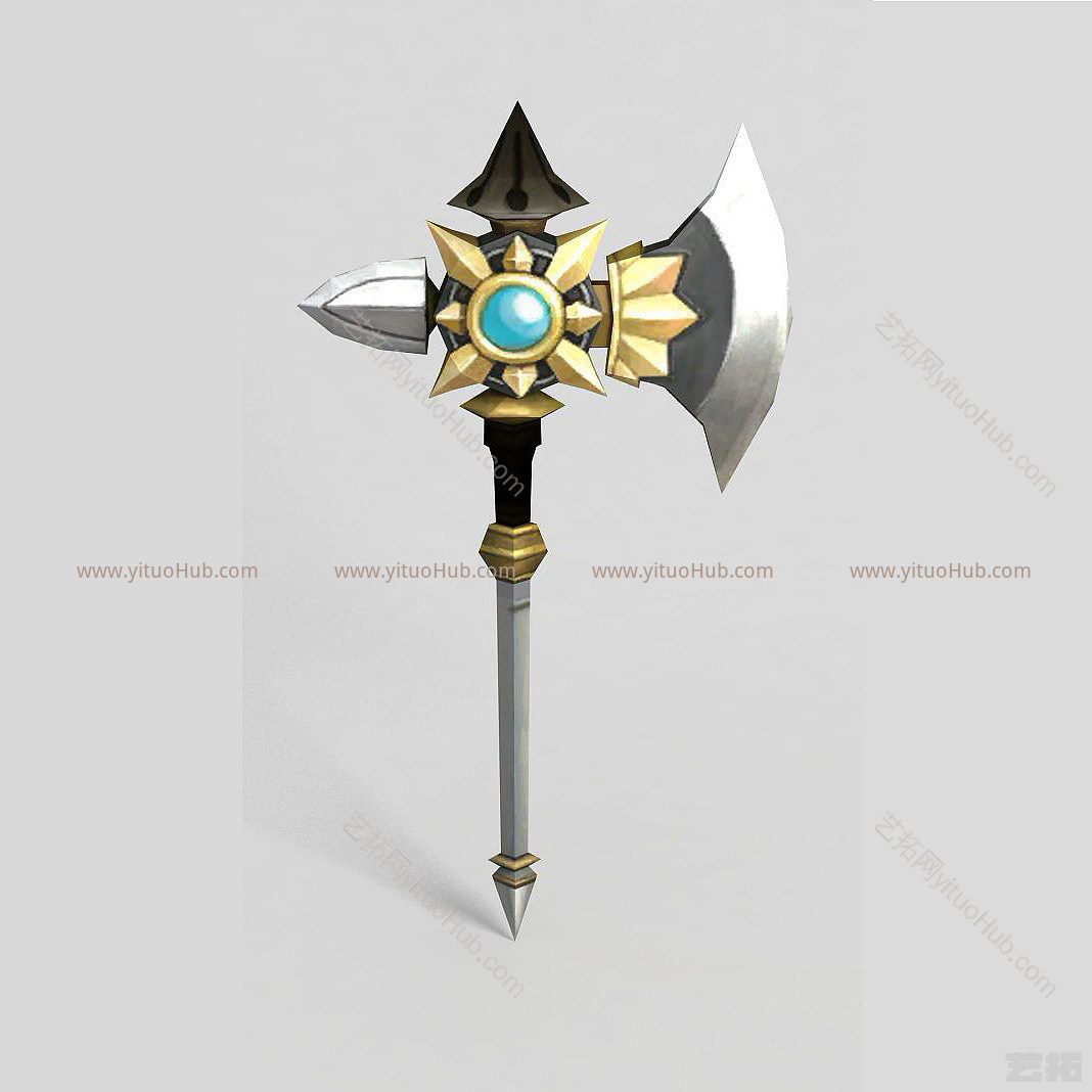 现代龙之谷游戏武器斧头模型