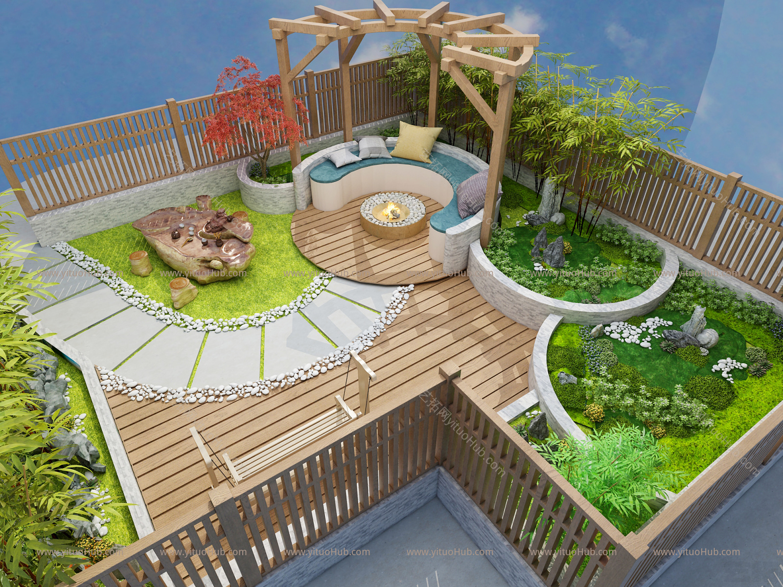 屋顶花园景观小品