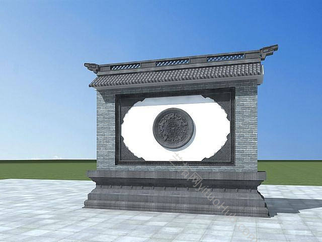 现代古建照壁模型