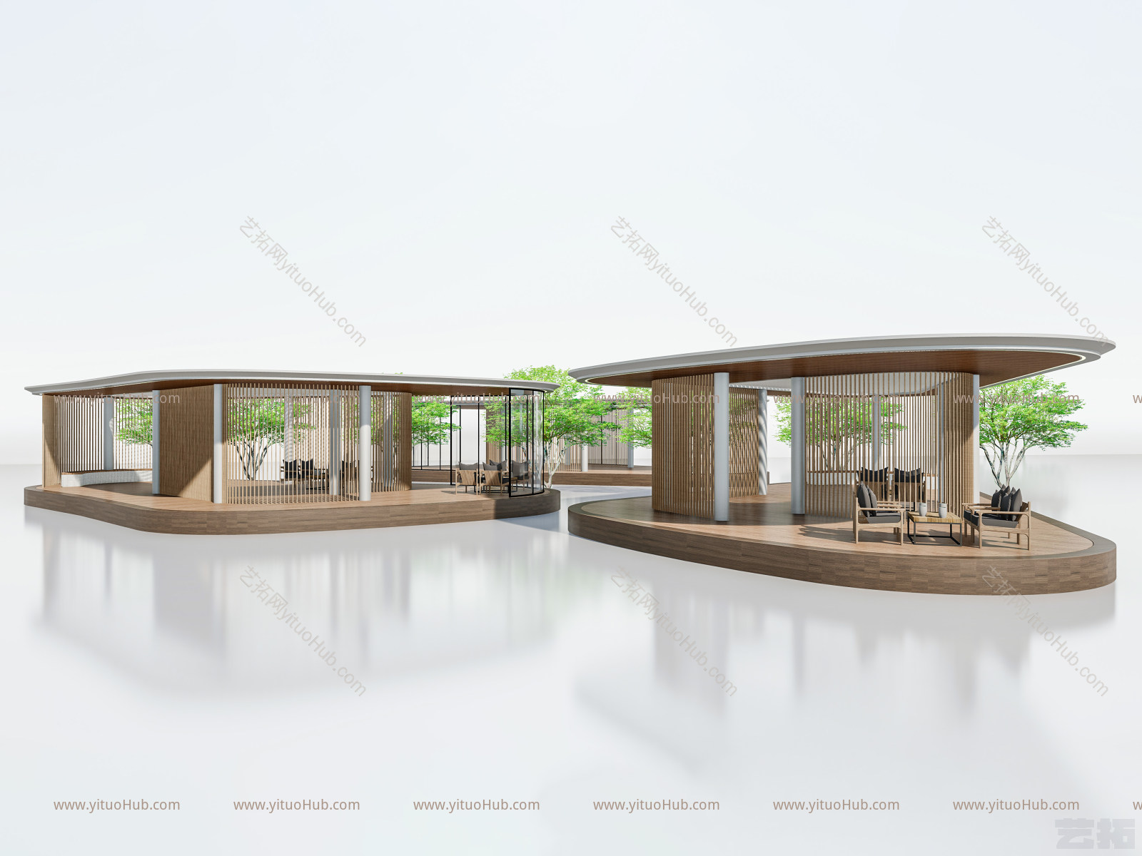 现代镂空廊架 景观小建筑 户外展厅 弧形廊架 休憩廊架