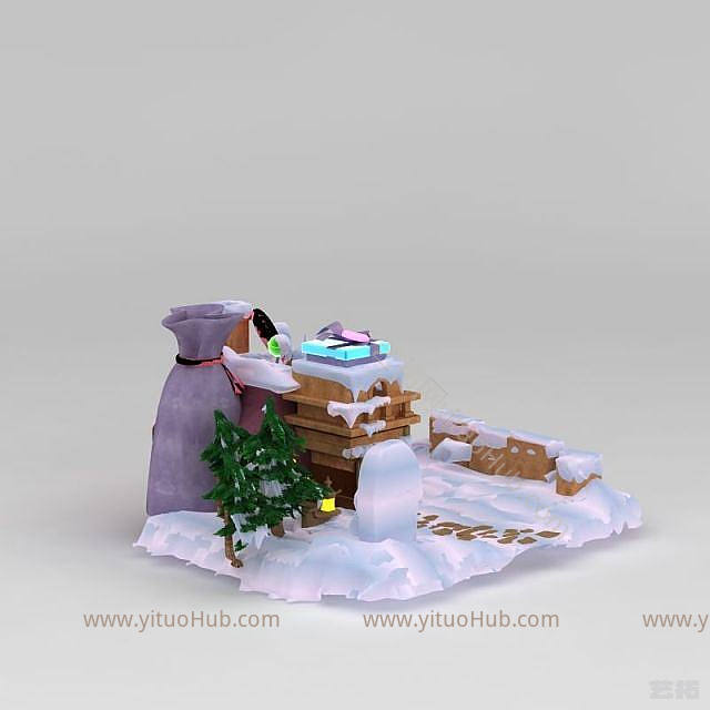 现代雪地糖果屋模型
