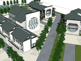 中式徽派别墅 住宅建筑