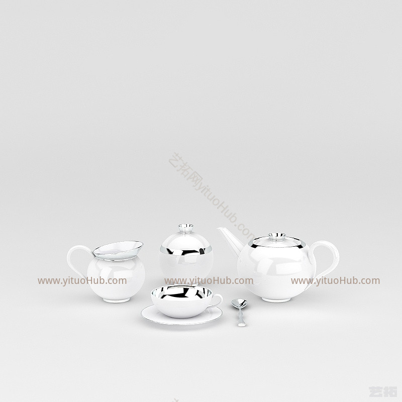 现代精品茶具模型