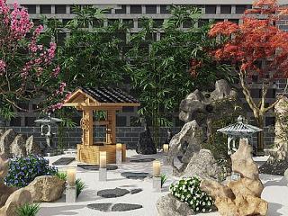 现代庭院小场景模型