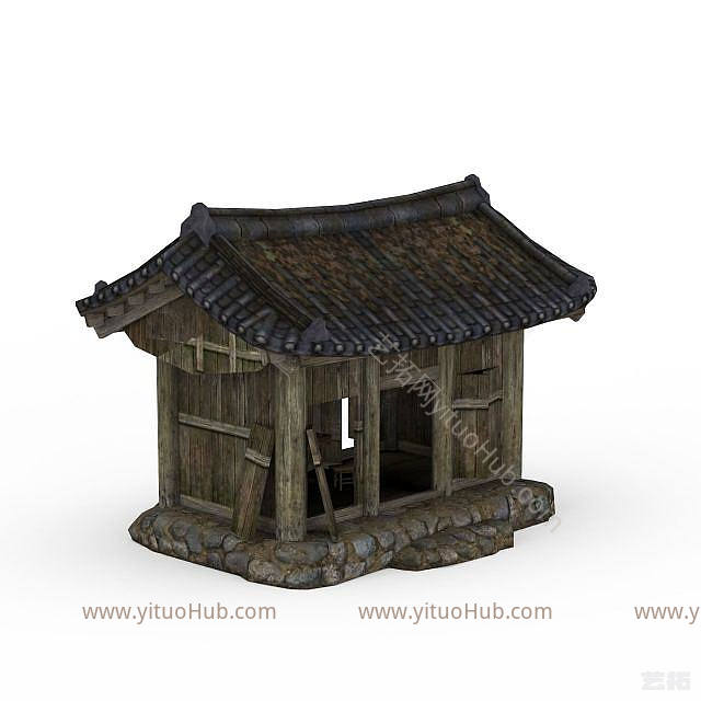 现代剑灵游戏场景木屋模型