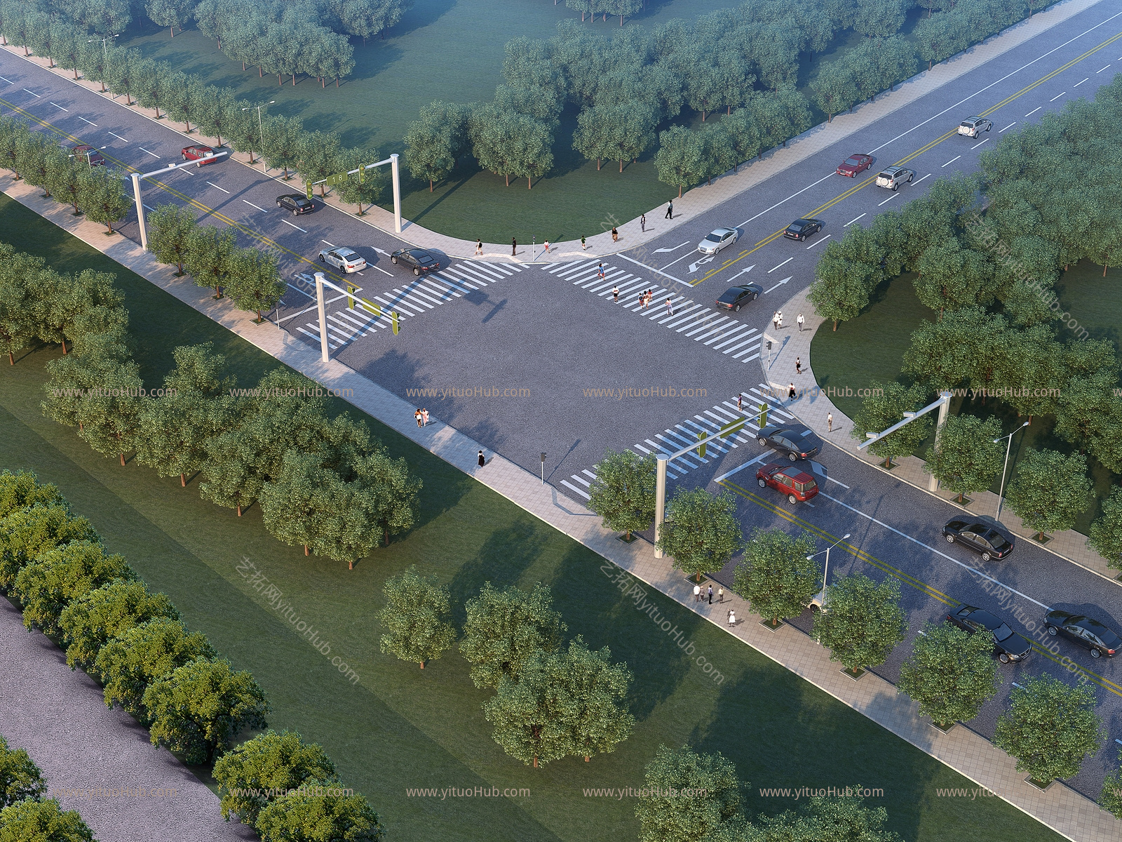 现代市政道路 道路设施 马路景观 