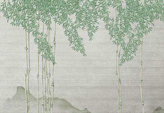 新中式日式柱子壁纸壁布壁画背景画
