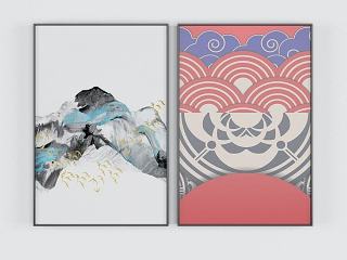 现代水墨徽韵装饰画模型