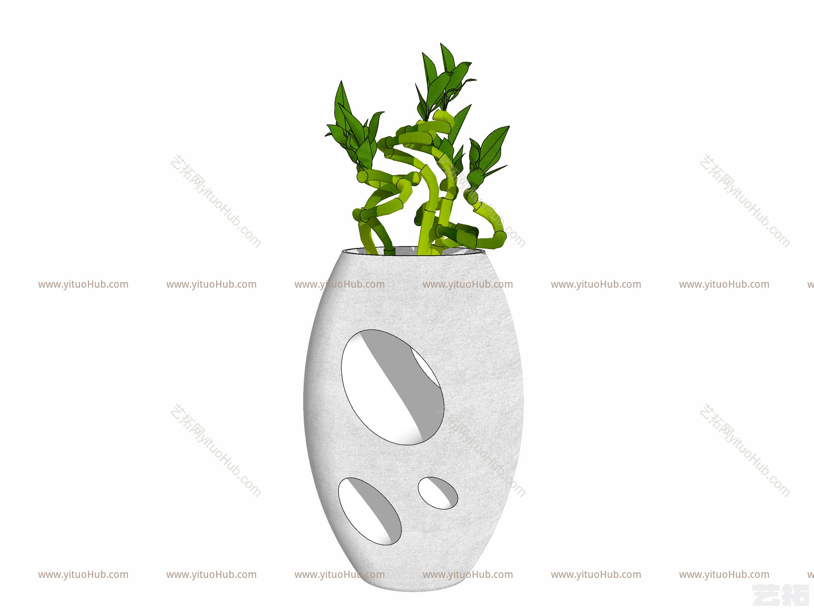 现代植物盆栽草图大师