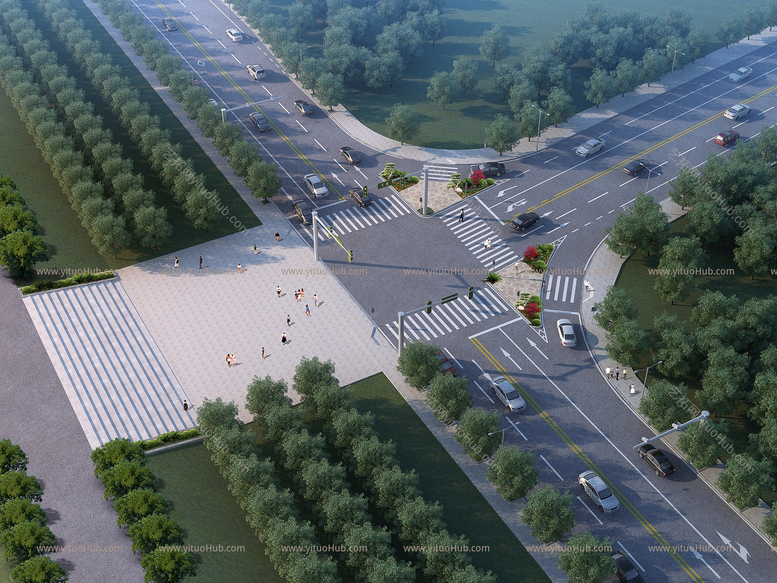 现代市政道路 道路设施 马路景观 