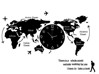 现代简约世界地图挂钟