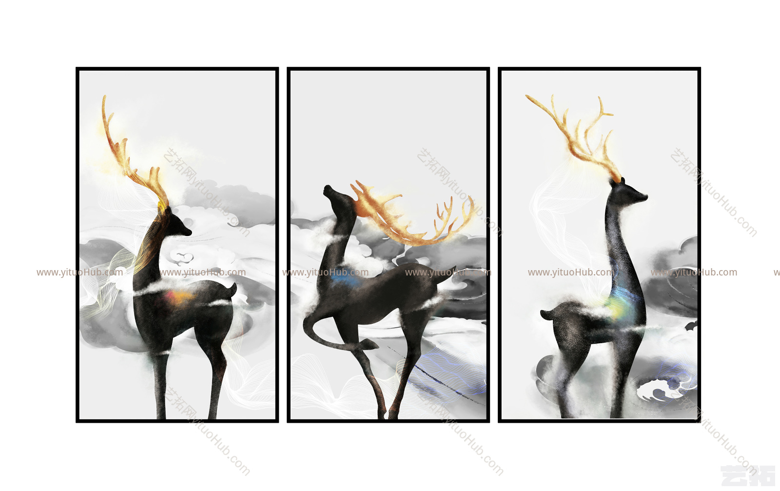 现代动物装饰画 挂画画 演出 棉花 饰品 绳索