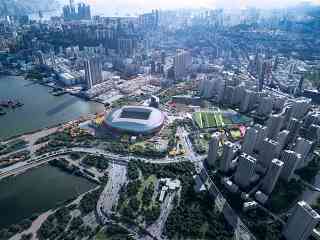 海边体育场建筑鸟瞰图