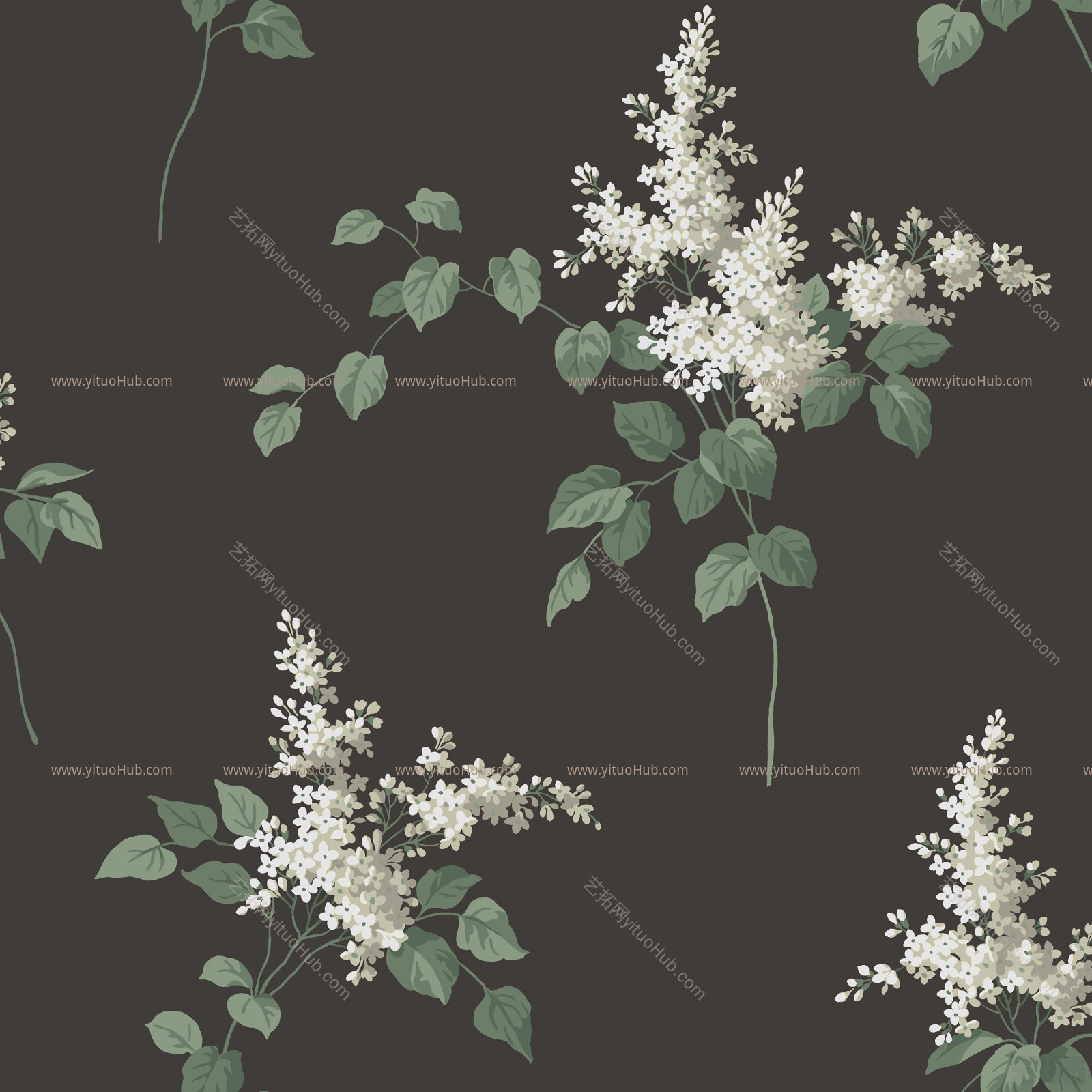简约植物壁纸贴图 植物壁画