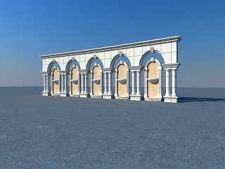 简欧欧式建筑景观墙模型