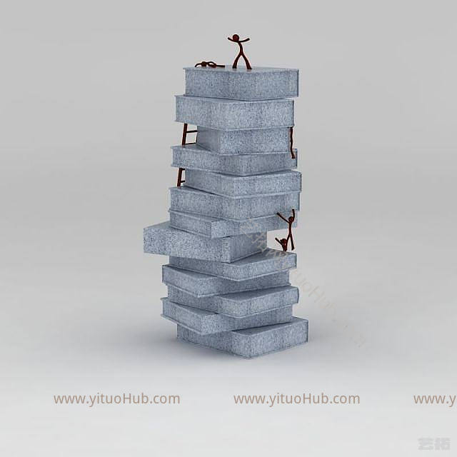 现代校园图书雕塑模型