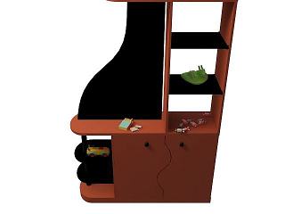 实木玄关酒柜模型