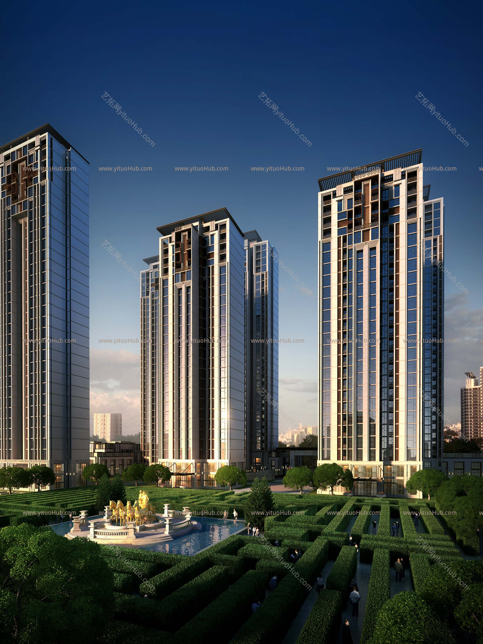 竞赛风建筑晴天效果图