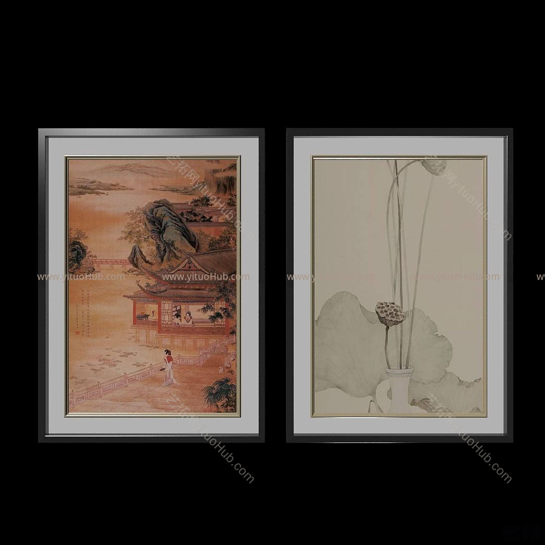 现代中国风装饰画模型