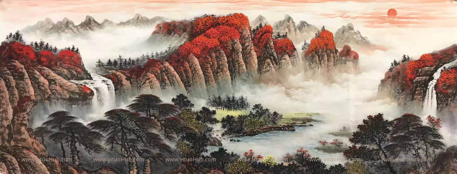 中国画水墨彩墨山水画贴图