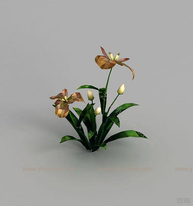 现代魔兽世界游戏灌木花丛装饰模型