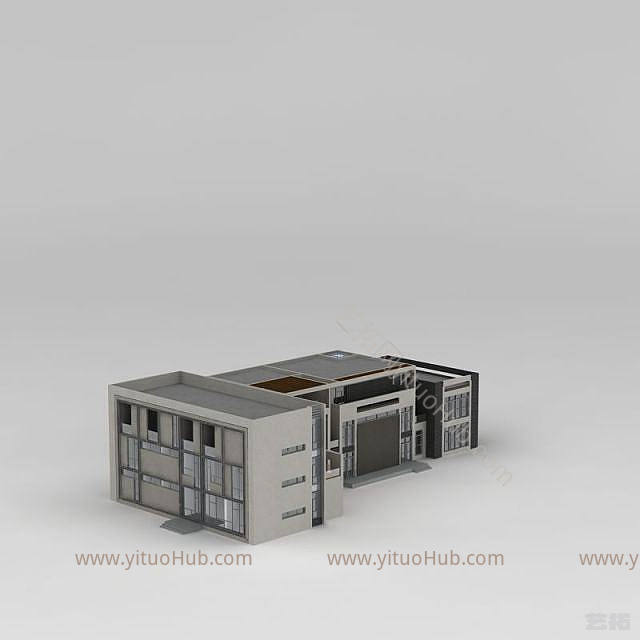 现代自建办公楼模型