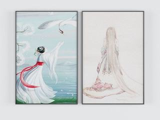现代中国风装饰画模型