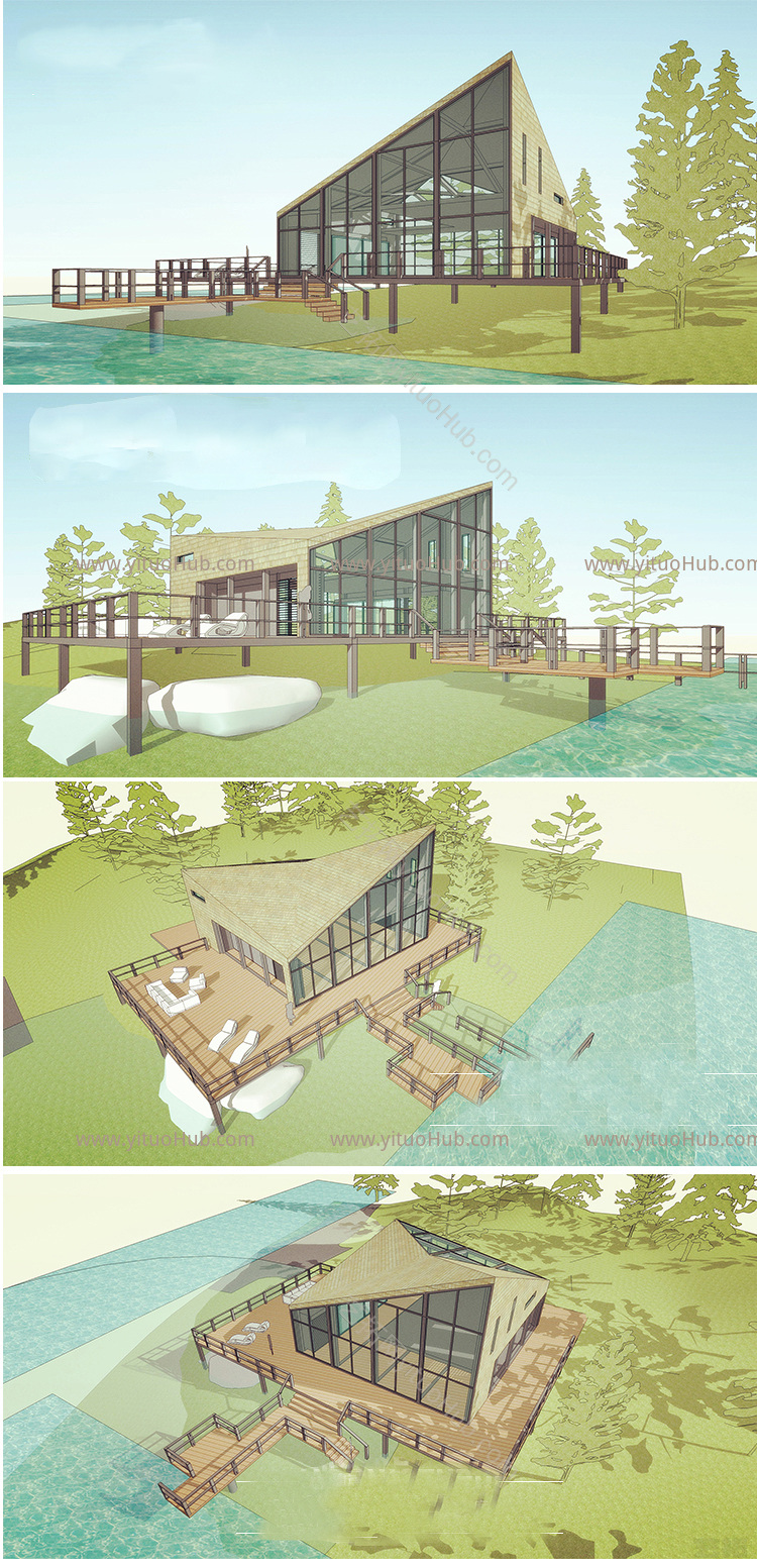 亲水住宅现代风格 湖