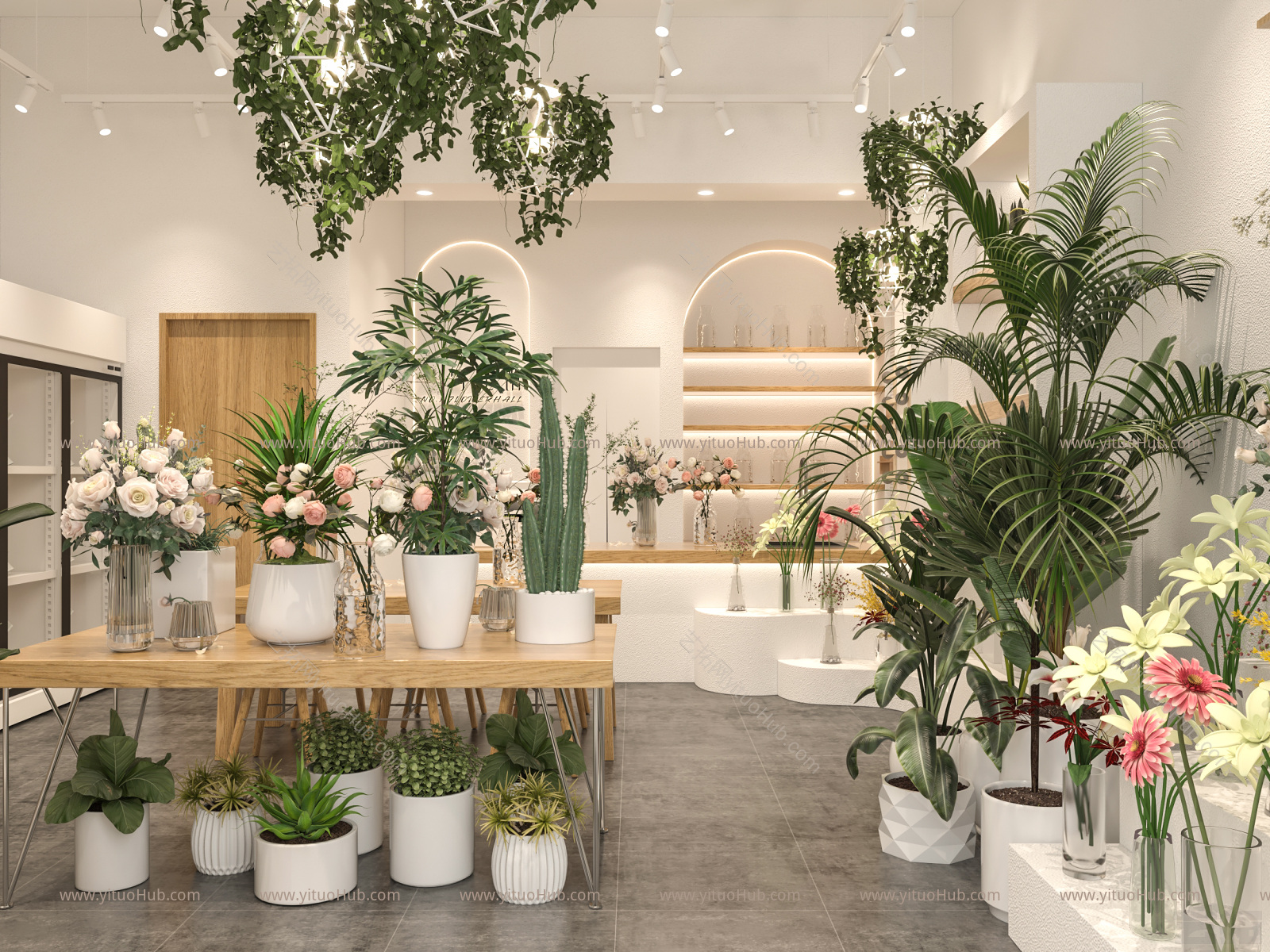 现代花店 门头 绿植 花卉